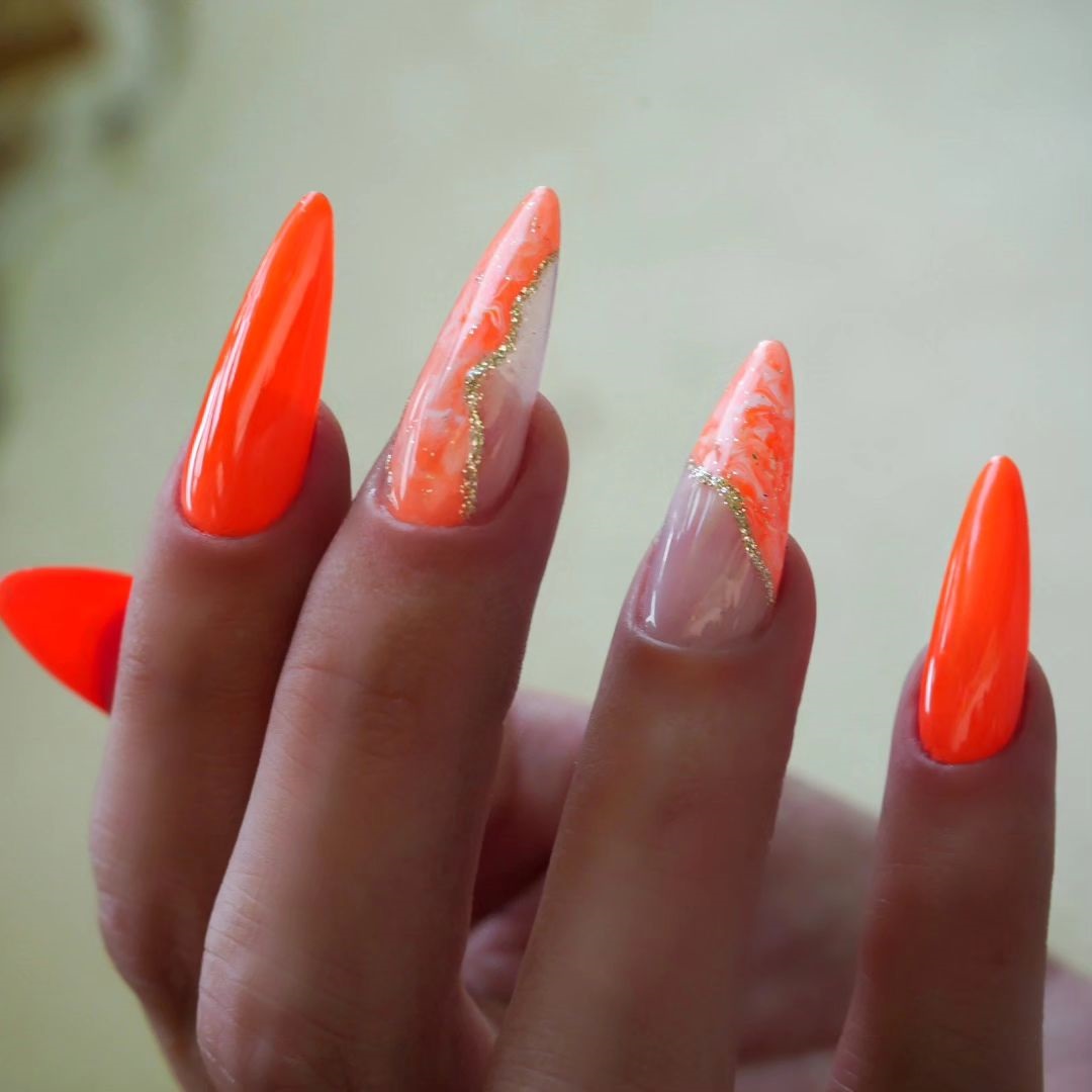 24 Summer Nails Orange 2024 Ideas: Cute Designs, Neon & Pink Colors ...