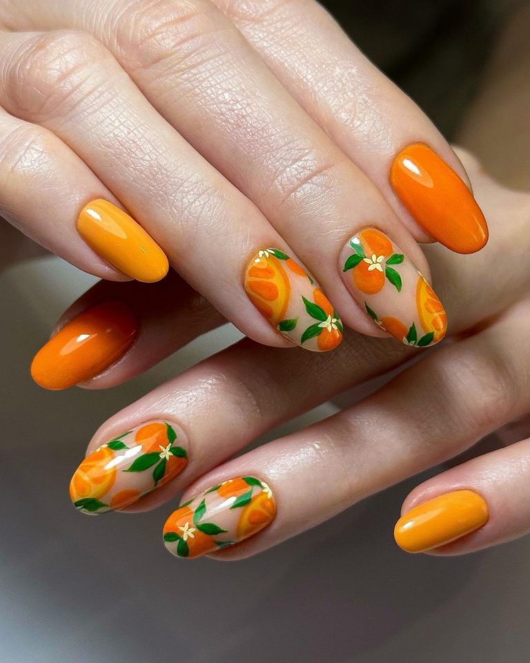 24 Summer Nails Orange 2024 Ideas: Cute Designs, Neon & Pink Colors ...